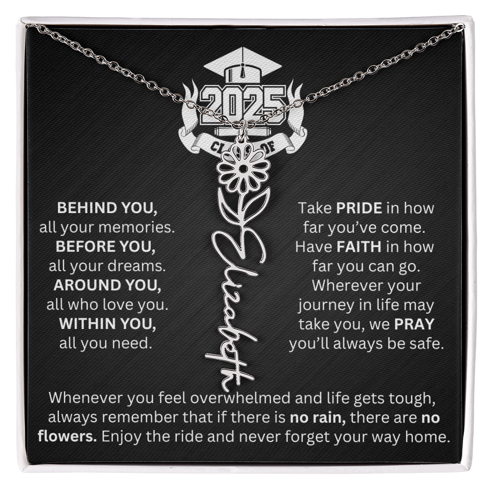 Graduation Gift - Personalized Flower Name Necklace