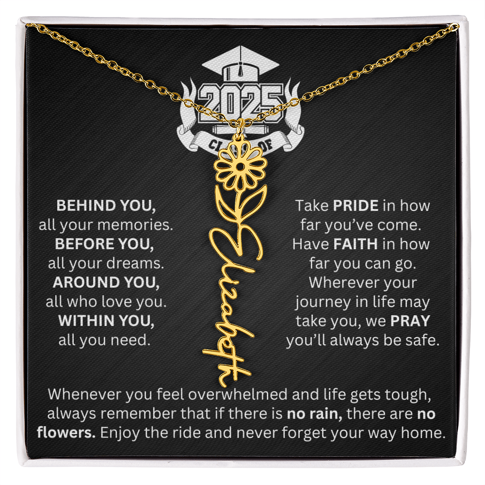 Graduation Gift - Personalized Flower Name Necklace