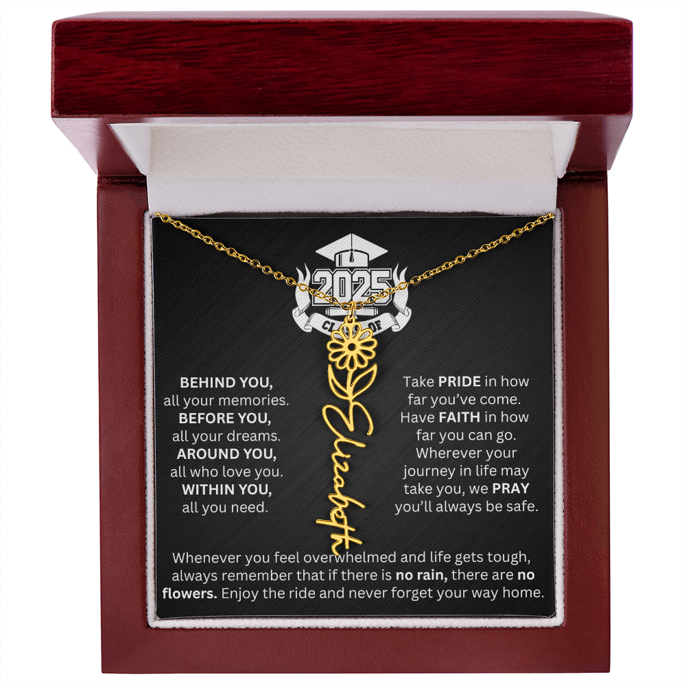 Graduation Gift - Personalized Flower Name Necklace