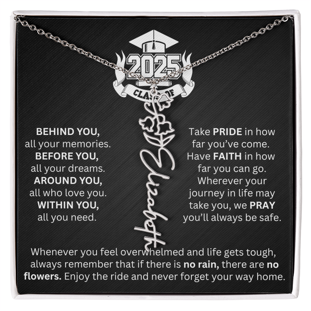 Graduation Gift - Personalized Flower Name Necklace