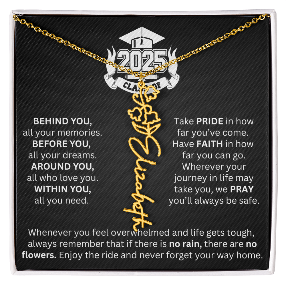 Graduation Gift - Personalized Flower Name Necklace