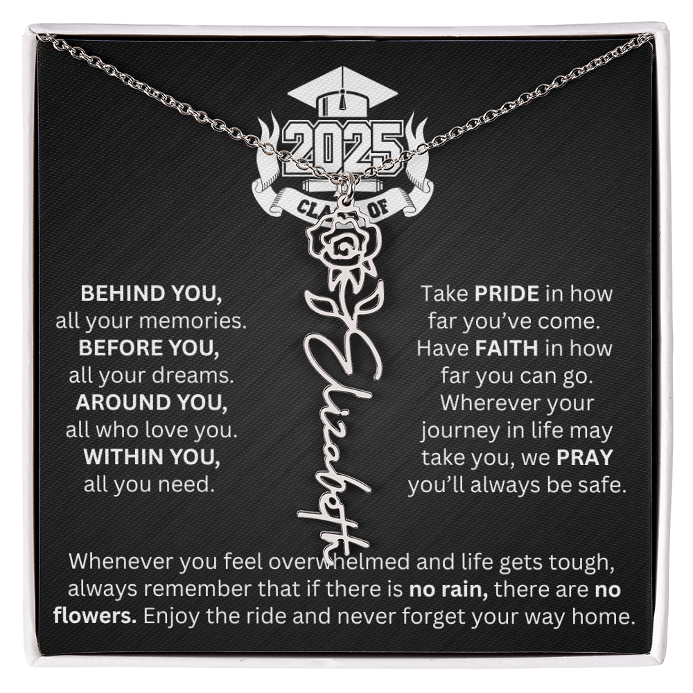 Graduation Gift - Personalized Flower Name Necklace