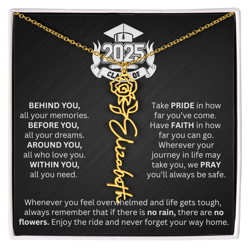 Graduation Gift - Personalized Flower Name Necklace