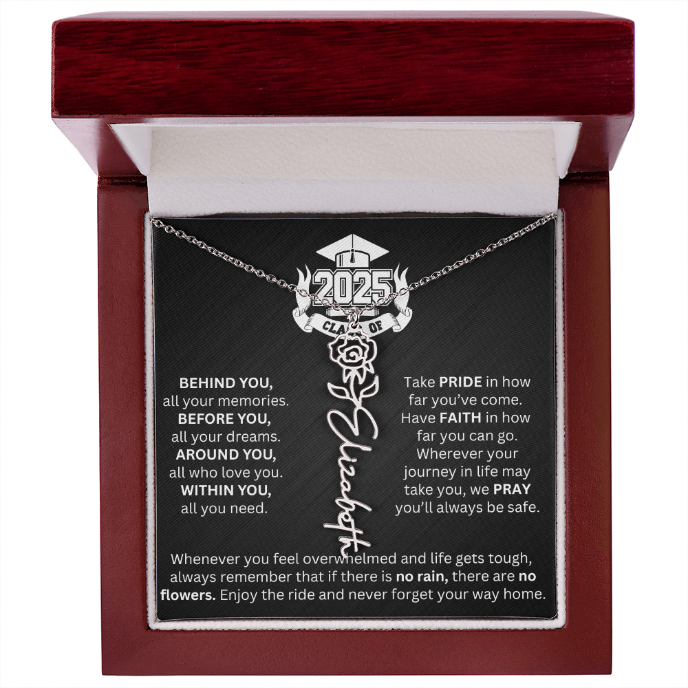 Graduation Gift - Personalized Flower Name Necklace