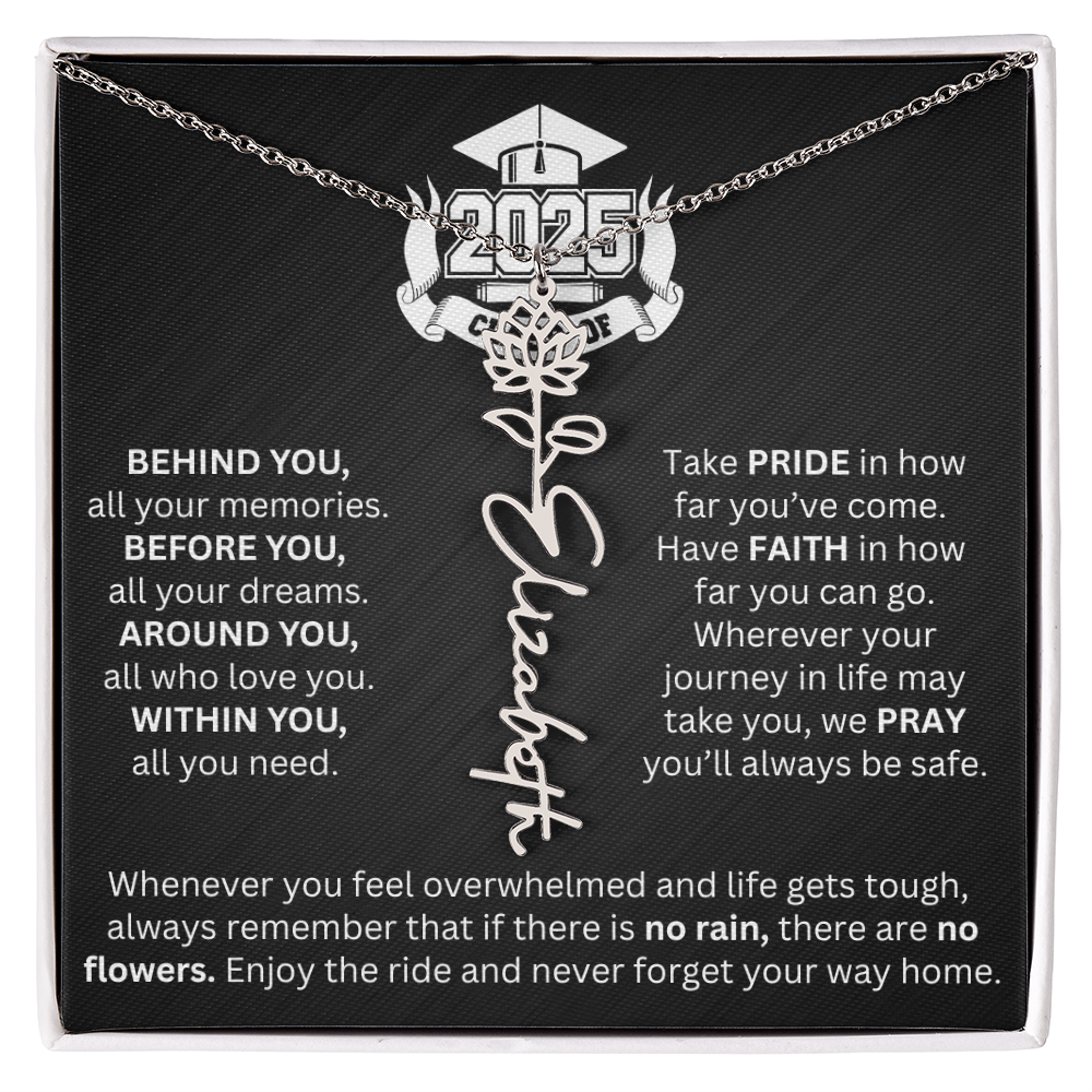 Graduation Gift - Personalized Flower Name Necklace