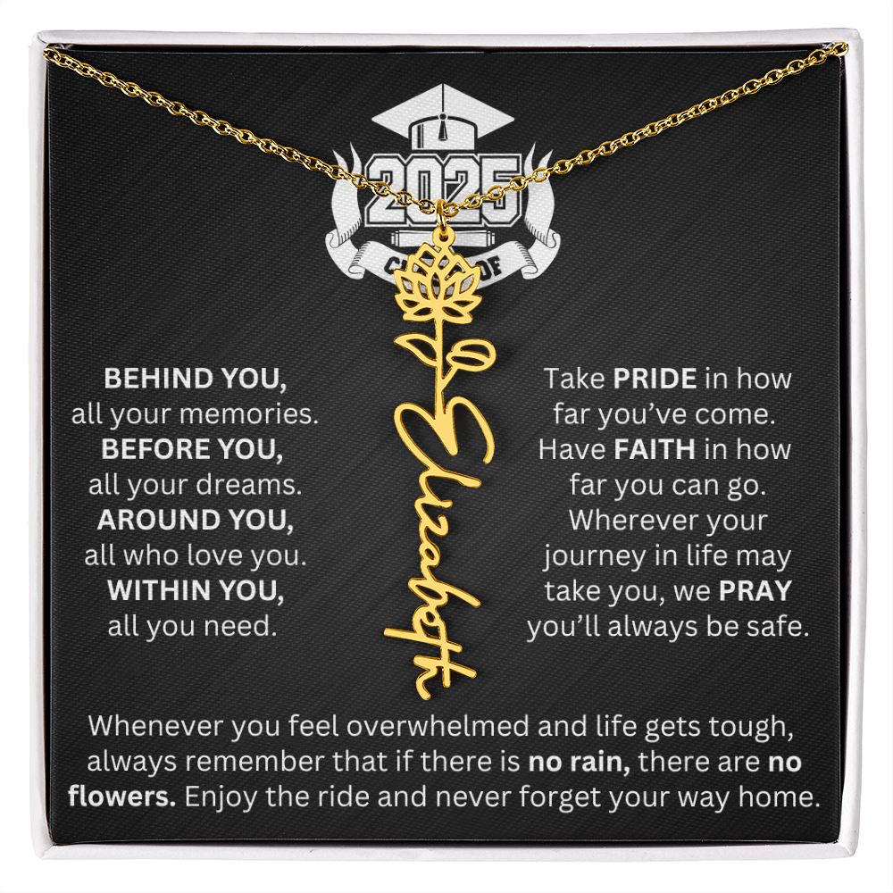 Graduation Gift - Personalized Flower Name Necklace
