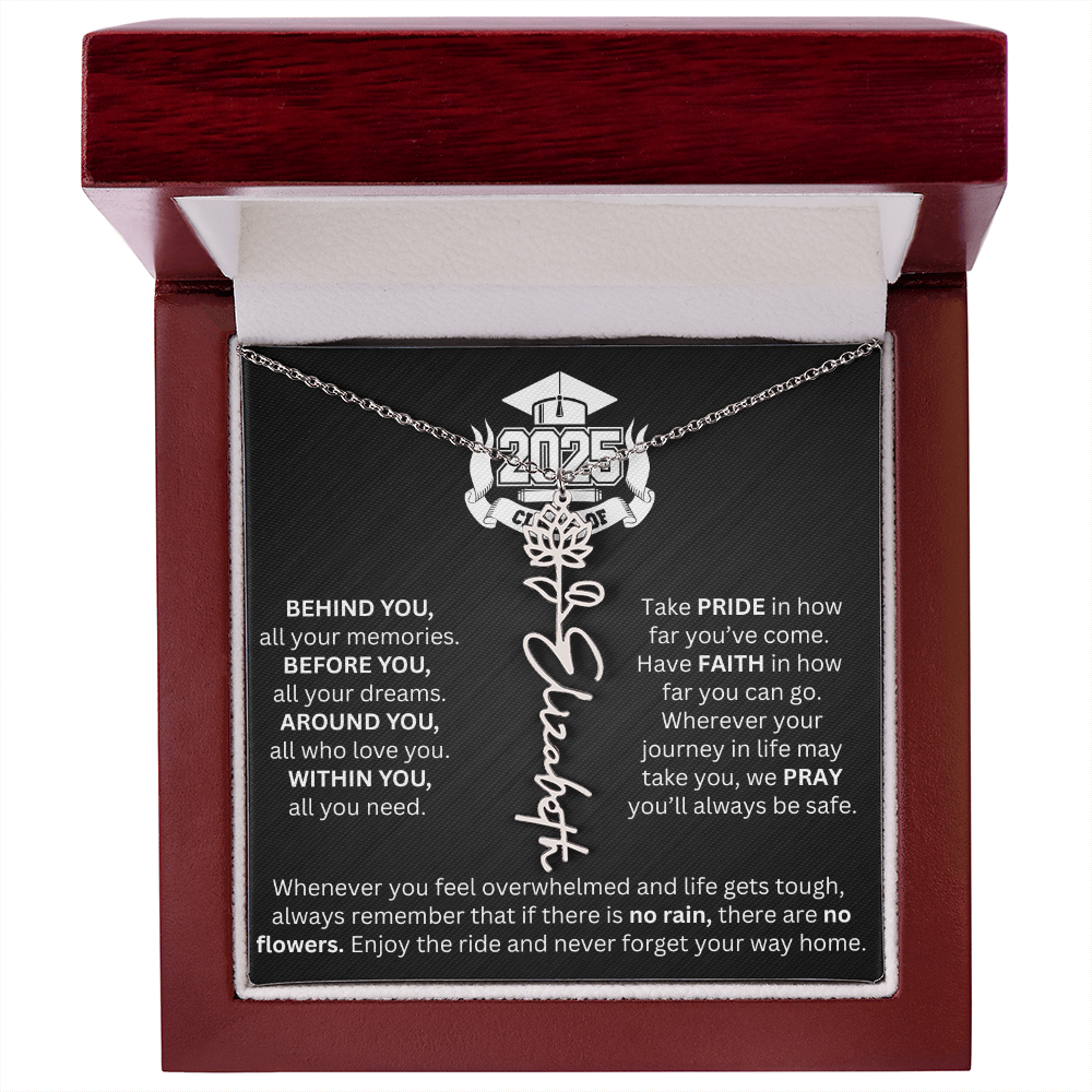 Graduation Gift - Personalized Flower Name Necklace