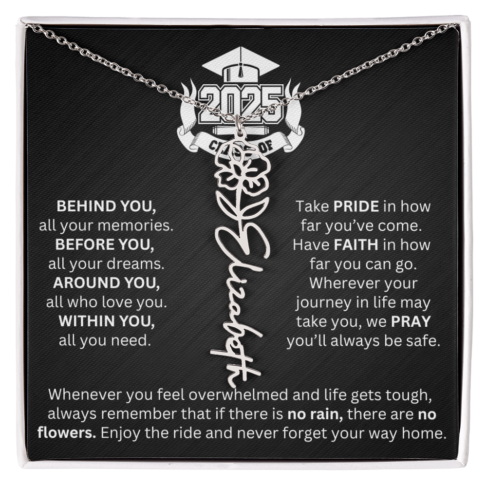 Graduation Gift - Personalized Flower Name Necklace