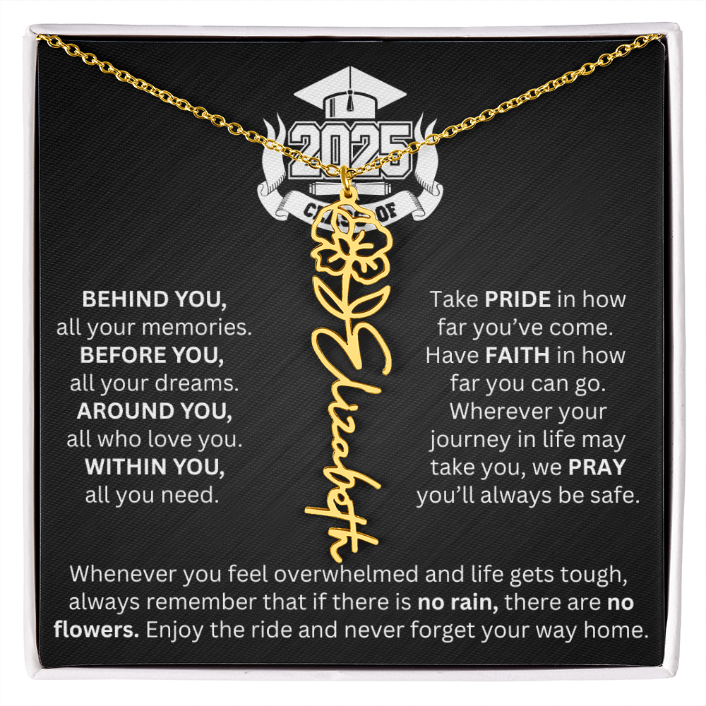 Graduation Gift - Personalized Flower Name Necklace