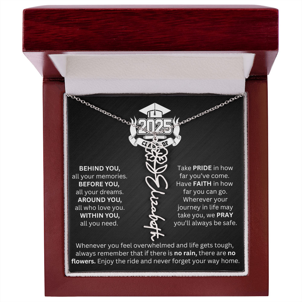 Graduation Gift - Personalized Flower Name Necklace