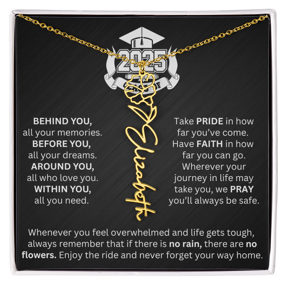 Graduation Gift - Personalized Flower Name Necklace