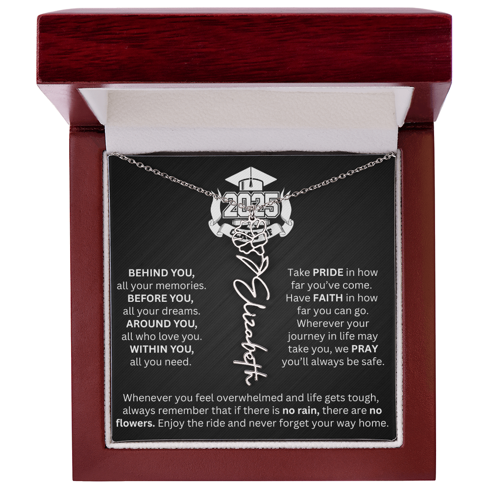 Graduation Gift - Personalized Flower Name Necklace