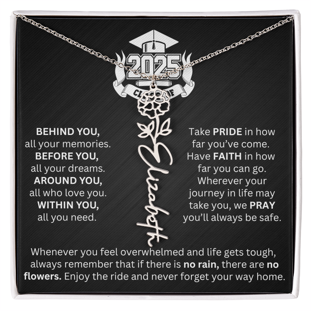 Graduation Gift - Personalized Flower Name Necklace