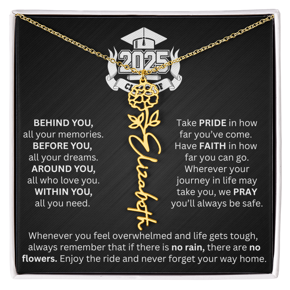 Graduation Gift - Personalized Flower Name Necklace