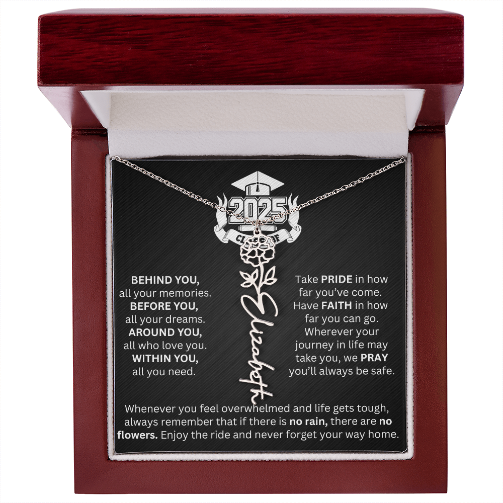 Graduation Gift - Personalized Flower Name Necklace
