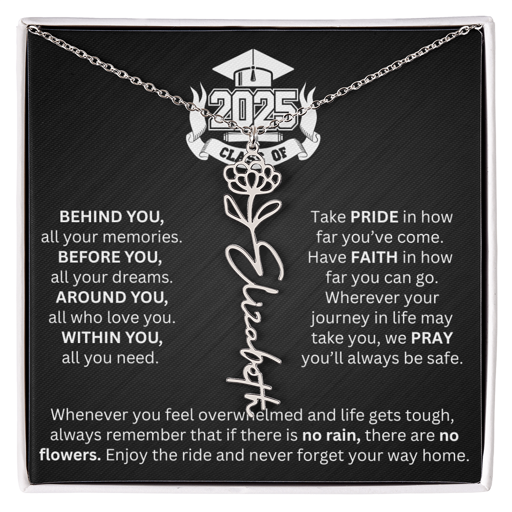 Graduation Gift - Personalized Flower Name Necklace