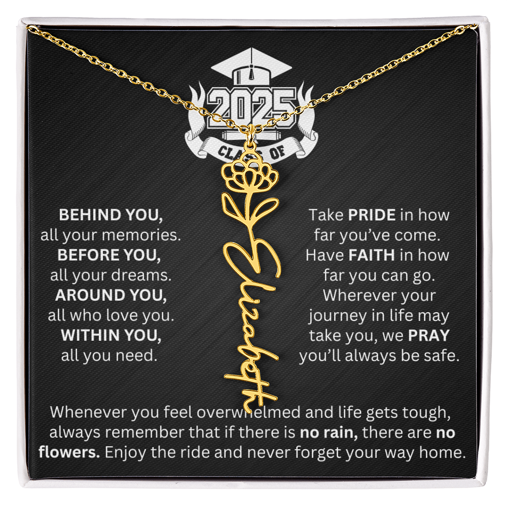 Graduation Gift - Personalized Flower Name Necklace
