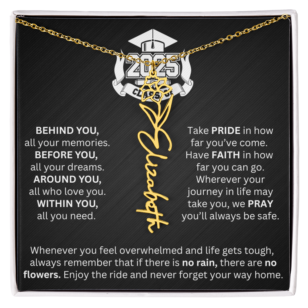 Graduation Gift - Personalized Flower Name Necklace