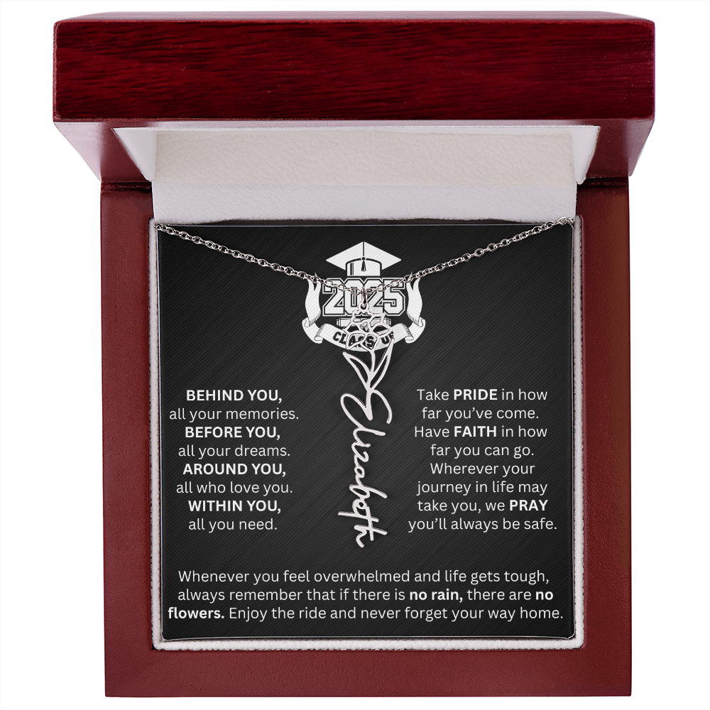 Graduation Gift - Personalized Flower Name Necklace