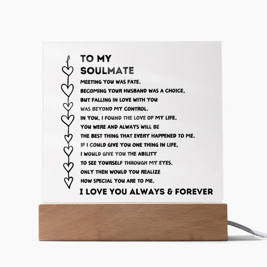 To My Soulmate "Meeting You Was Fate" - Acrylic Plaque