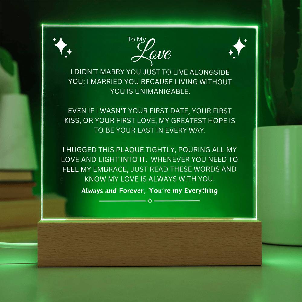 To My Love | White Writing LED Acrylic Plaque - Wedding, Anniversary, Birthday, Valentine's Day, Christmas