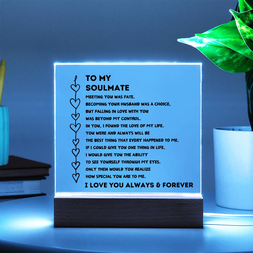 To My Soulmate "Meeting You Was Fate" - Acrylic Plaque