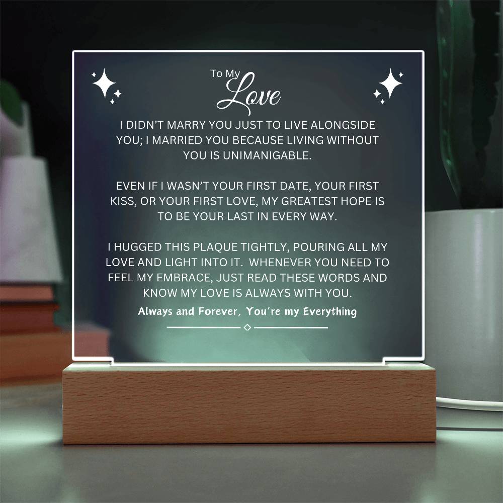 To My Love | White Writing LED Acrylic Plaque - Wedding, Anniversary, Birthday, Valentine's Day, Christmas