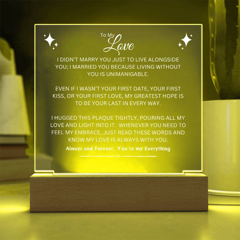 To My Love | White Writing LED Acrylic Plaque - Wedding, Anniversary, Birthday, Valentine's Day, Christmas