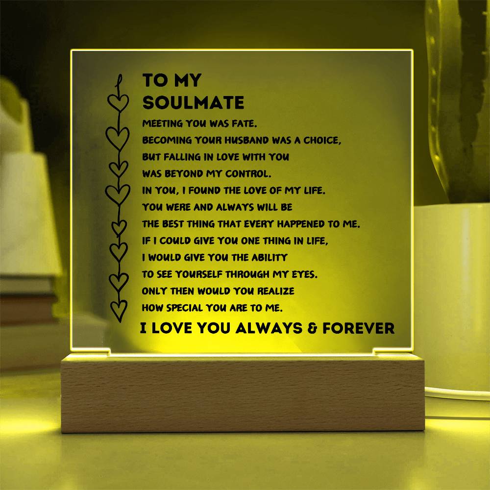 To My Soulmate "Meeting You Was Fate" - Acrylic Plaque