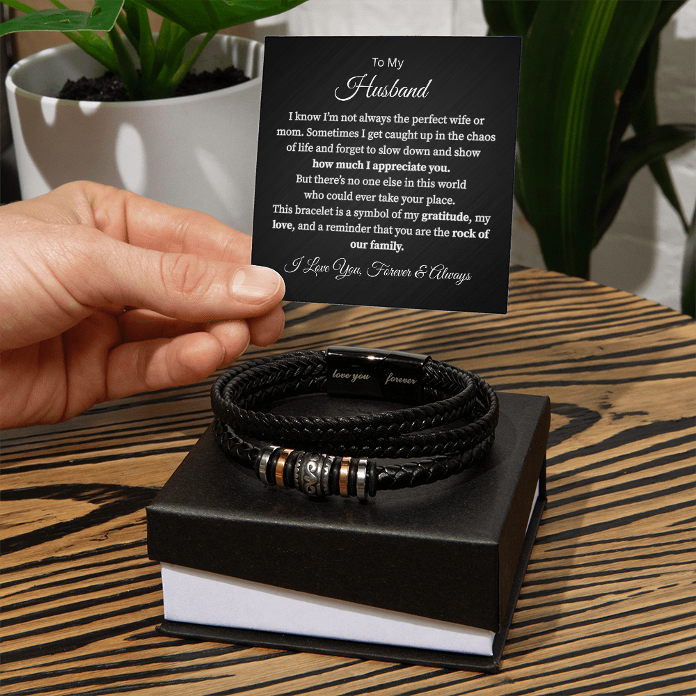 To My Husband The Rock of Our Family - "Love You Forever" Bracelet