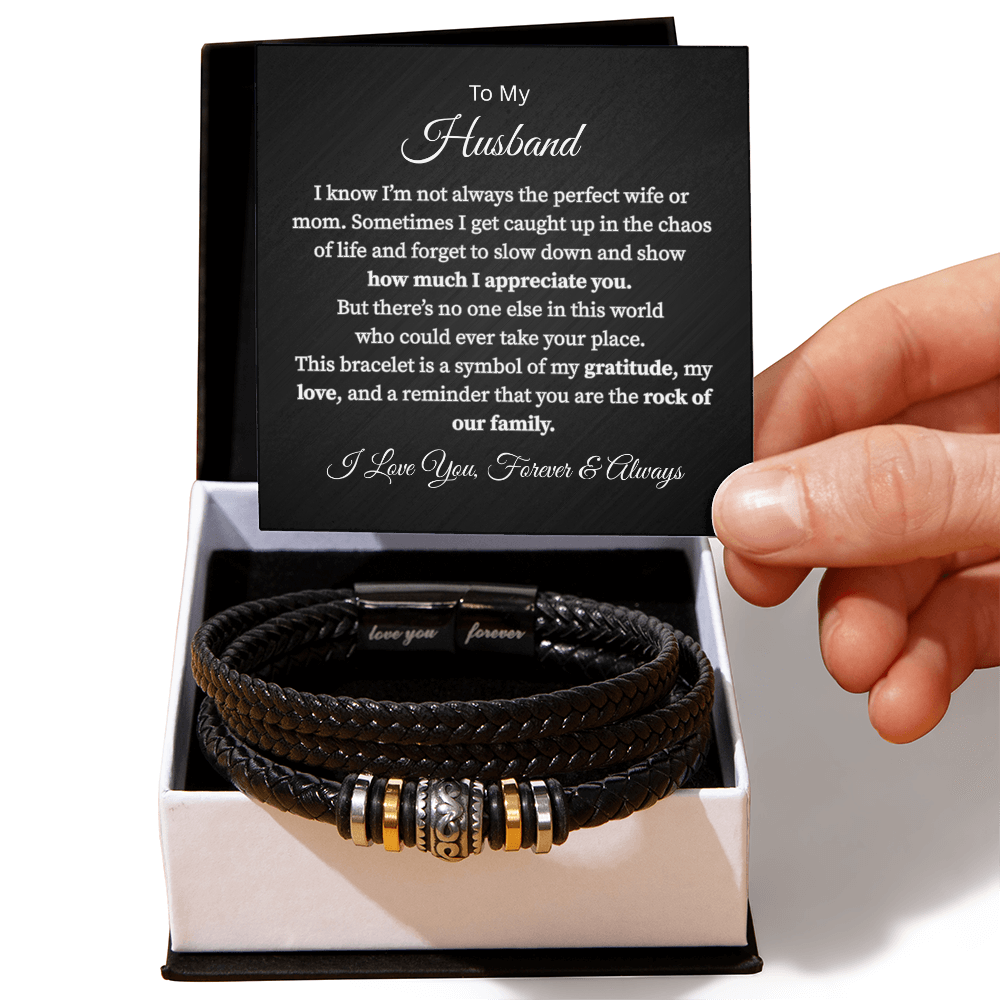 To My Husband The Rock of Our Family - "Love You Forever" Bracelet