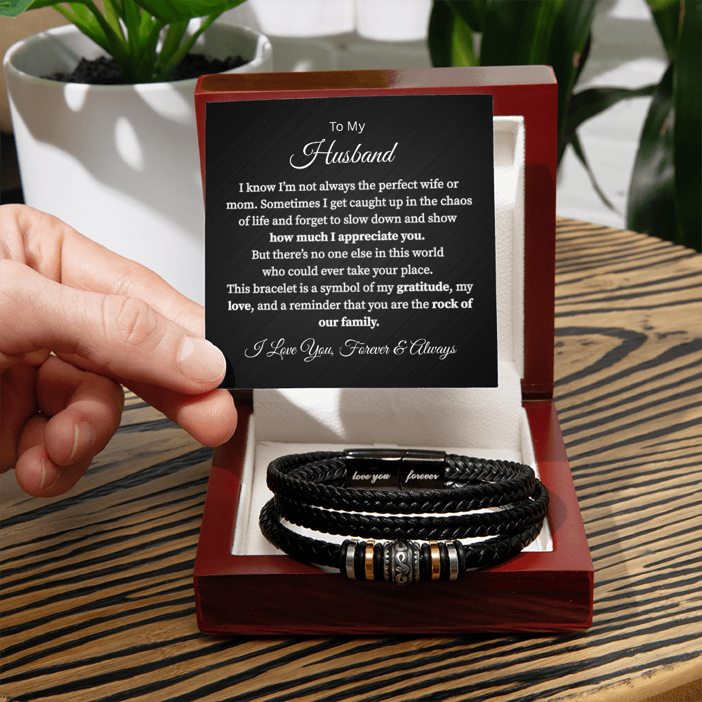 To My Husband The Rock of Our Family - "Love You Forever" Bracelet