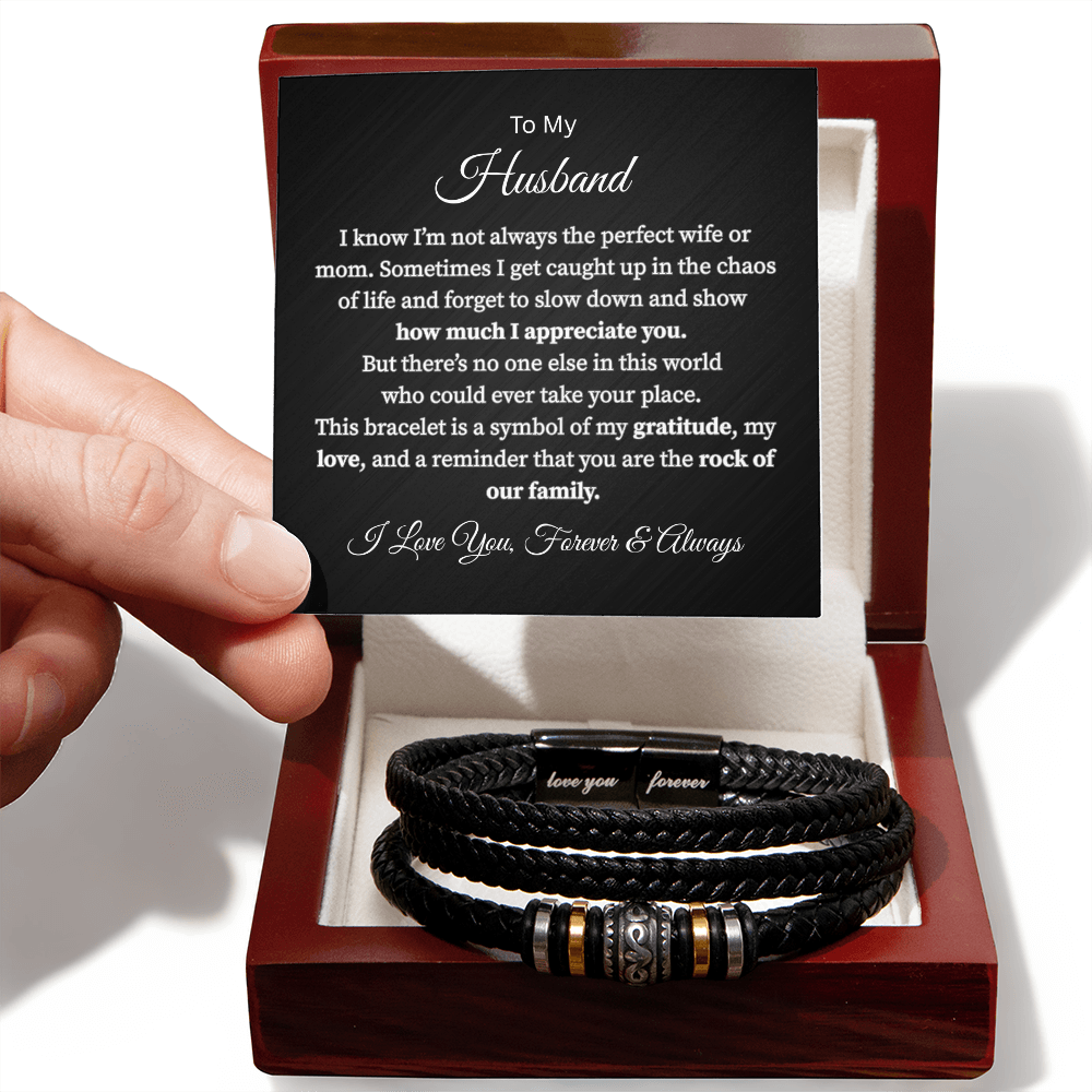To My Husband The Rock of Our Family - "Love You Forever" Bracelet