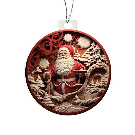 Holiday 3D Ornament - Santa Holding His List