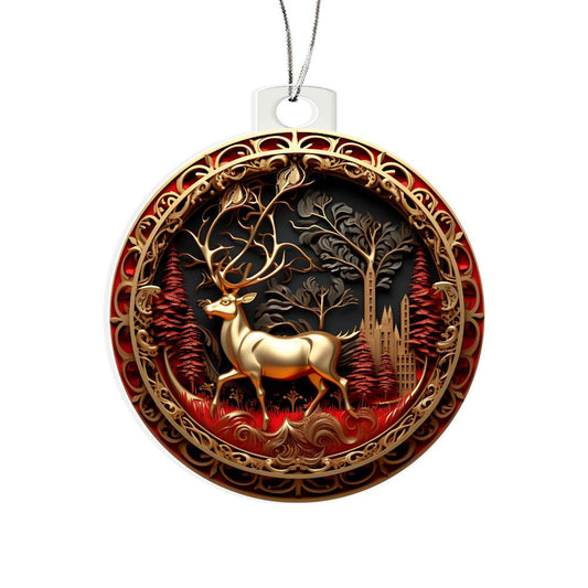 Holiday 3D Ornament - Gold Deer