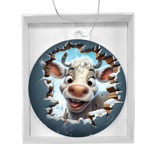 Christmas 3D Breakthrough Ornament - Funny Cow