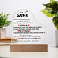 To My Wife | I Want to Be Your Everything - Acrylic Plaque
