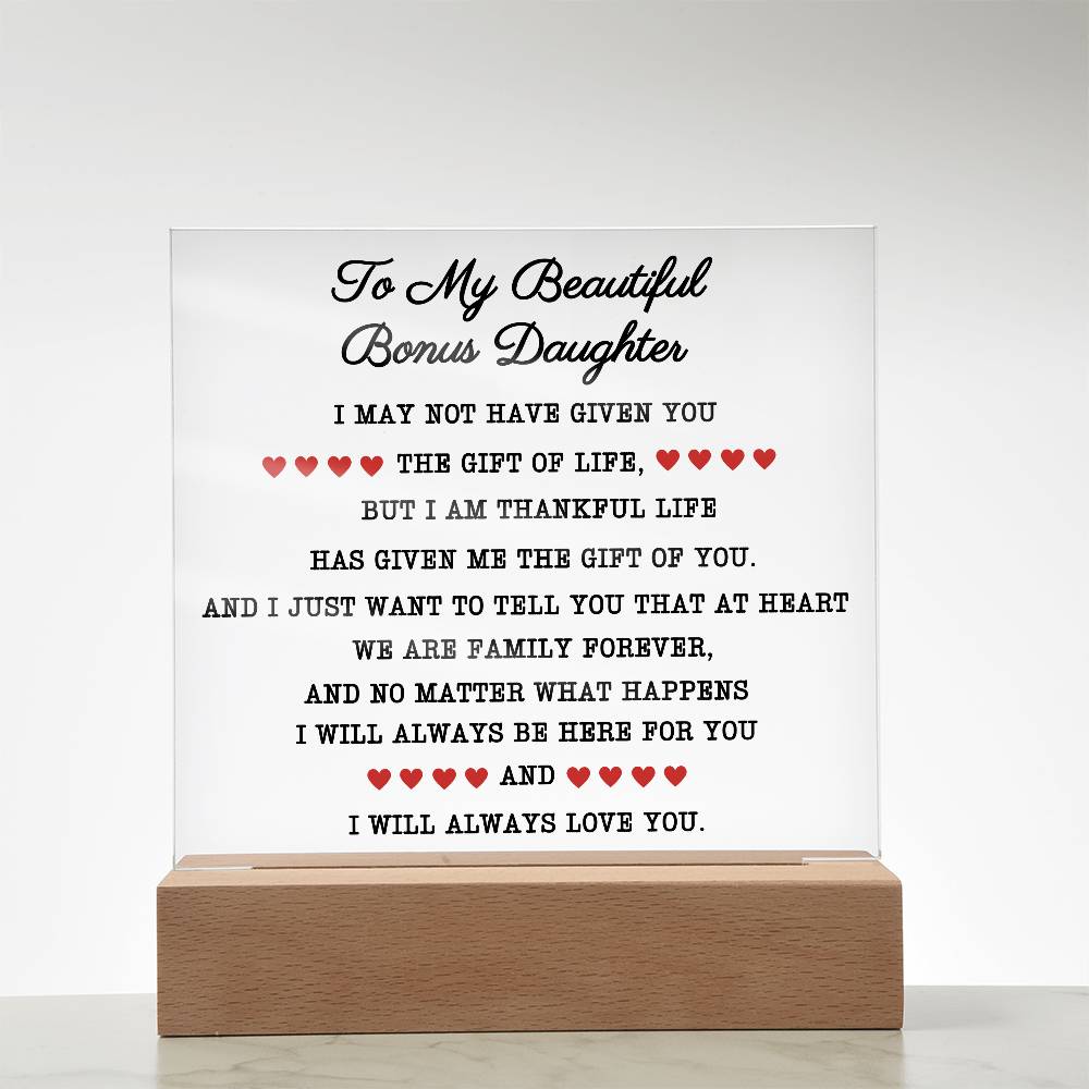 To My Beautiful Bonus Daughter | Square Acrylic