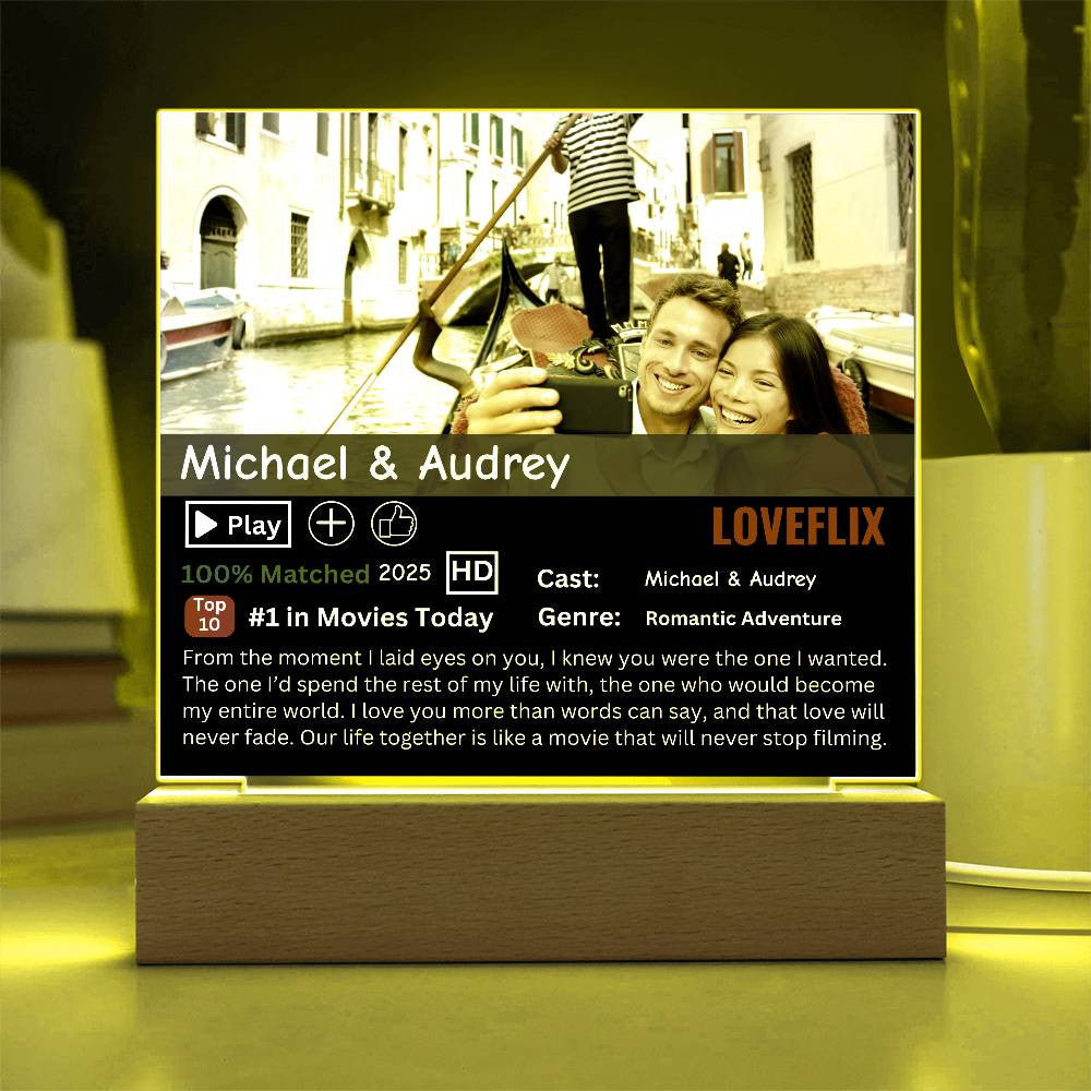 Personalized Loveflix Acrylic Plaque - Perfect Gift