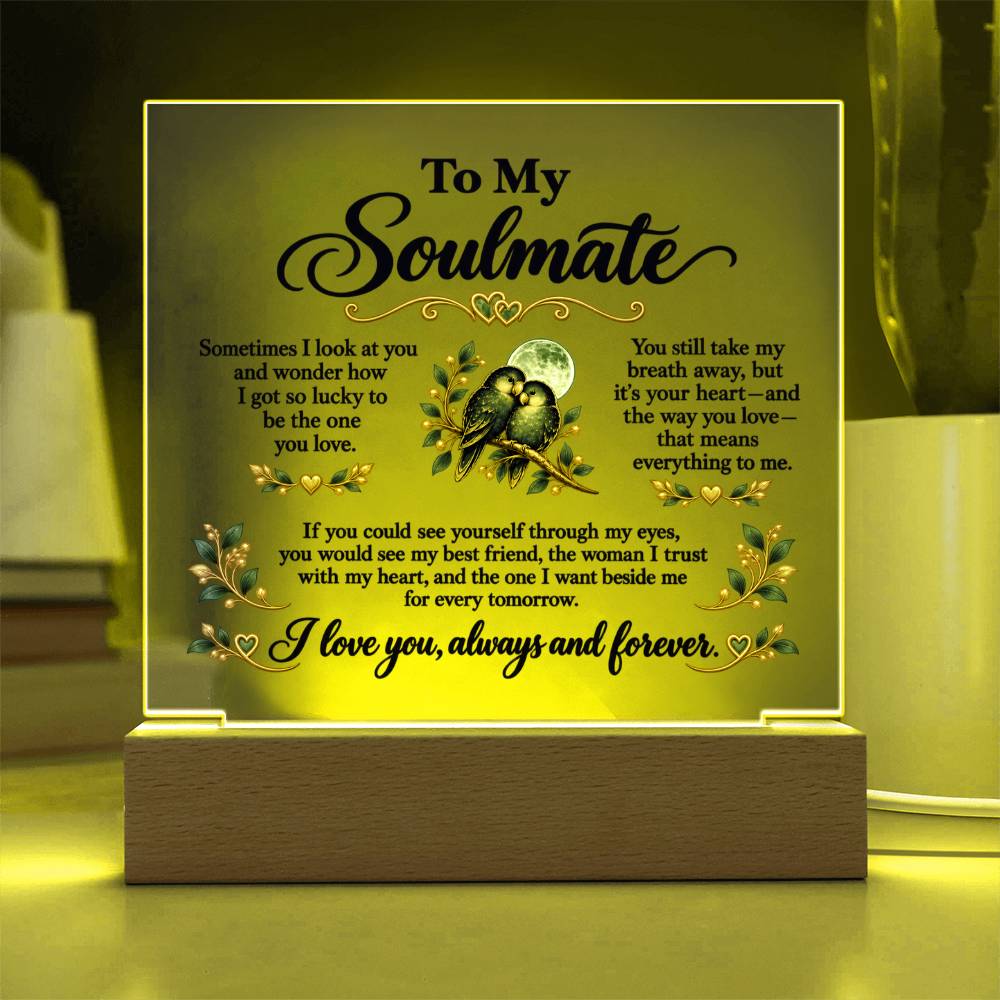 To My Soulmate Lovebirds Acrylic Plaque – Always & Forever
