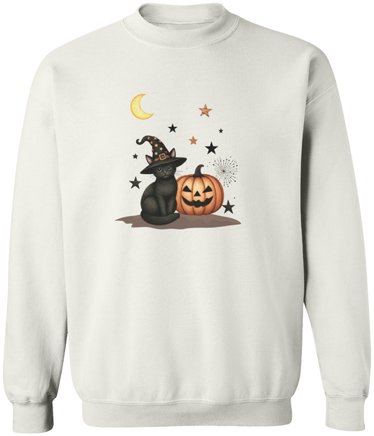 Spooky Cat Crewneck Pullover Sweatshirt