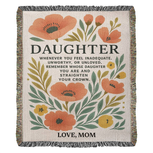 To My Daughter Blanket – Crown of Love | Cozy Woven Gift from Mom