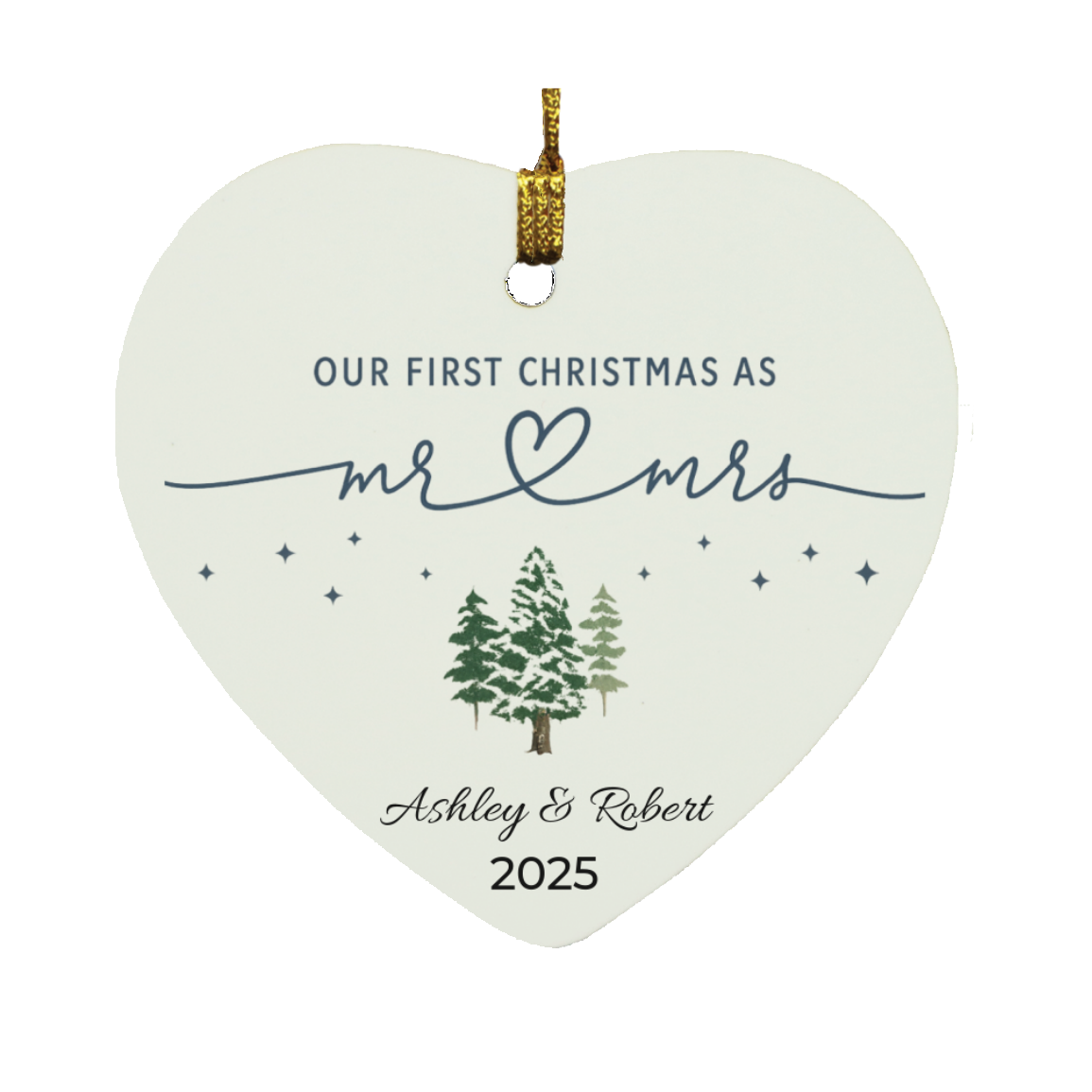 Personalized Mr. & Mrs. First Christmas Ornament - Wedding Gift Keepsake