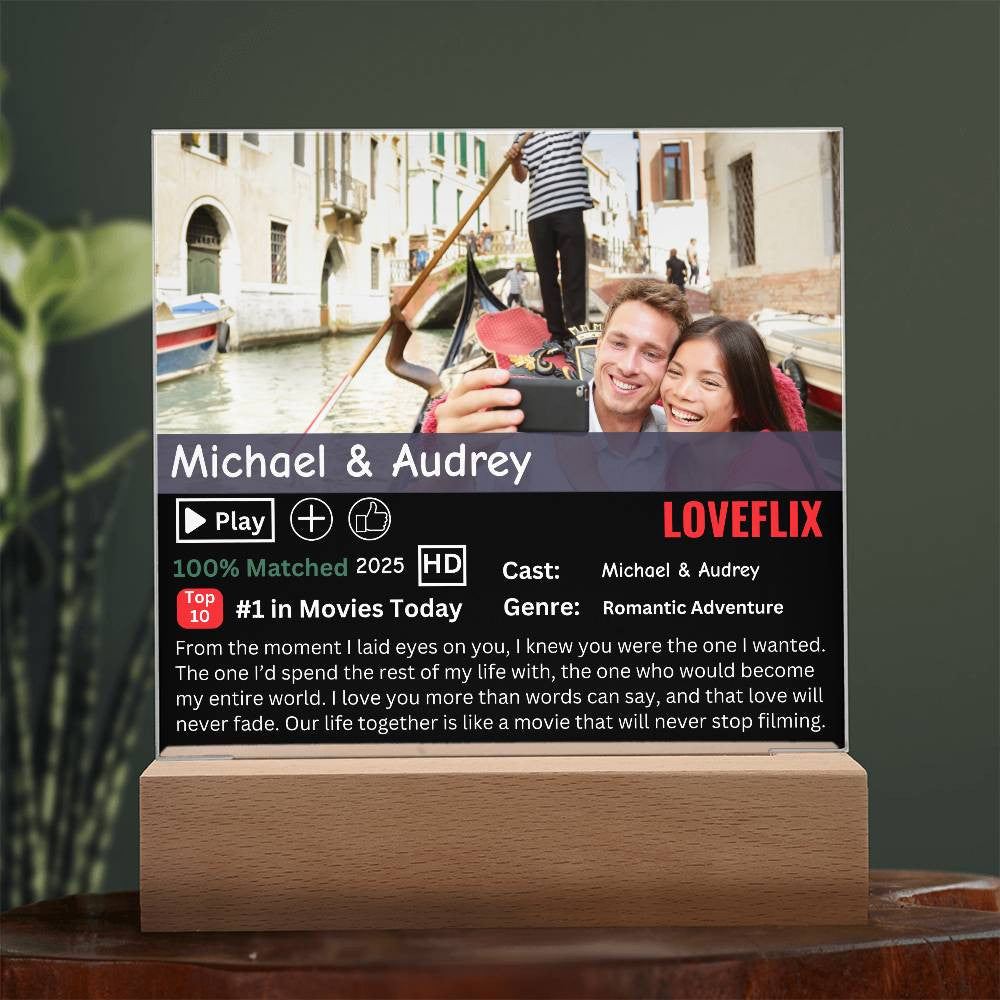 Personalized Loveflix Acrylic Plaque - Perfect Gift