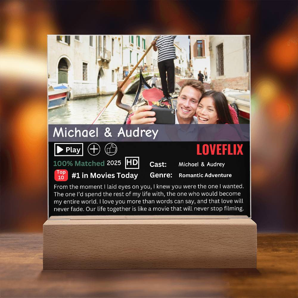 Personalized Loveflix Acrylic Plaque - Perfect Gift