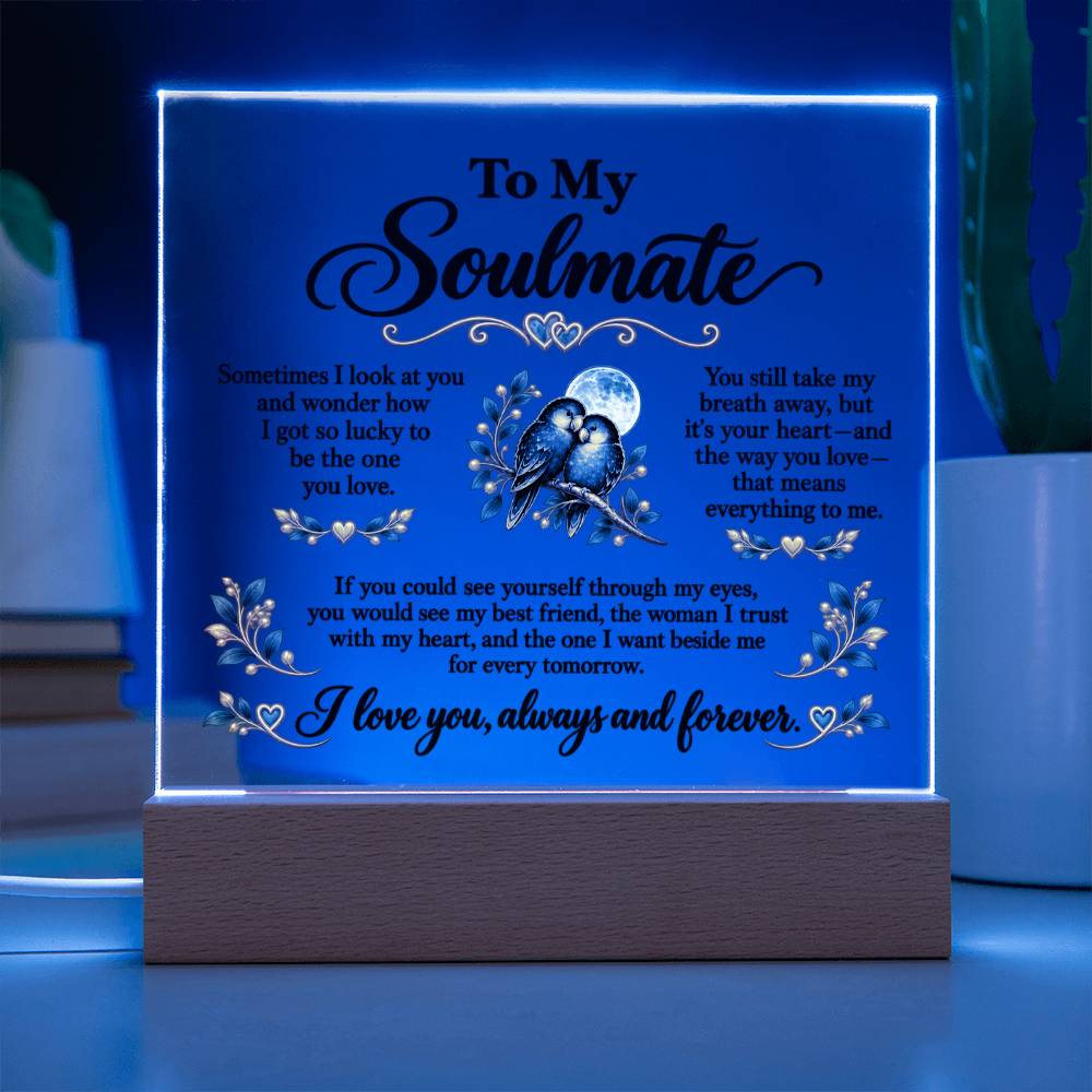 To My Soulmate Lovebirds Acrylic Plaque – Always & Forever