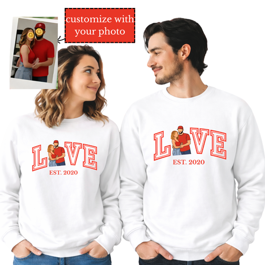 Custom Photo Couples Sweatshirt | Personalized Matching Crewneck for Him & Her