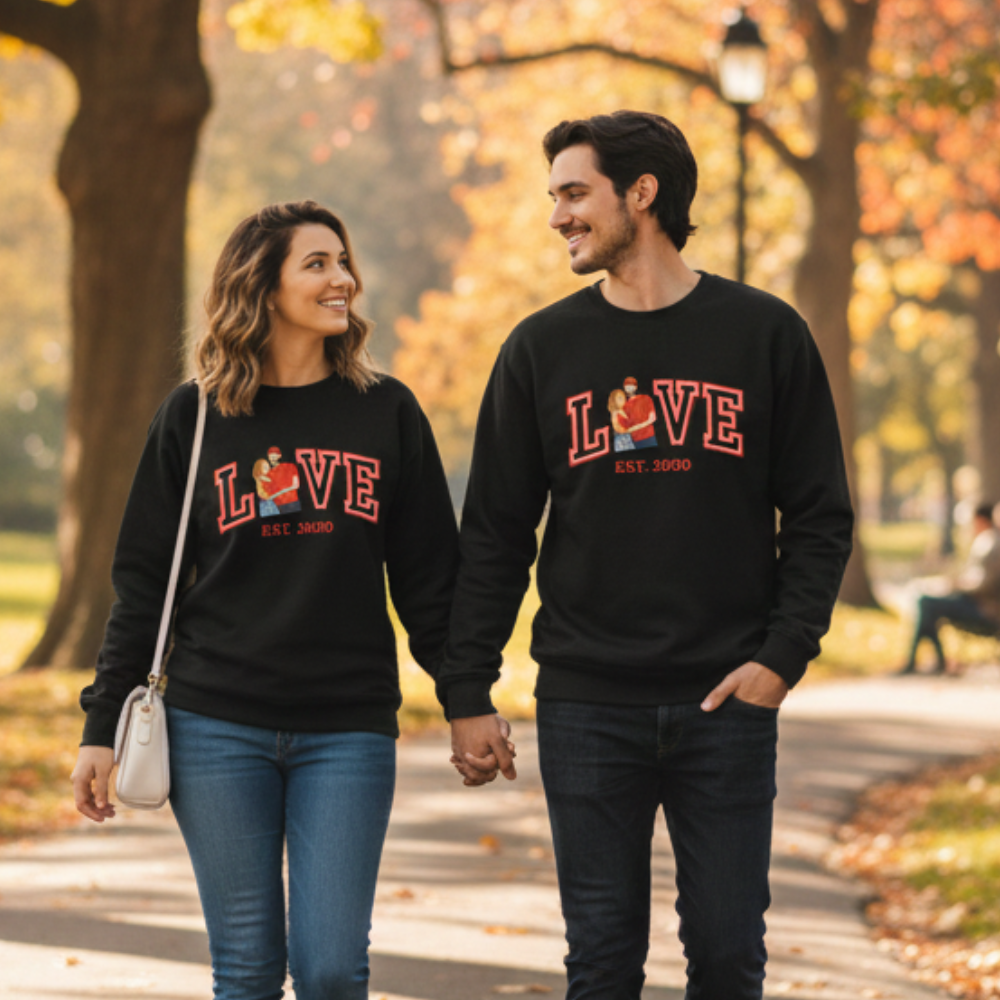 Custom Photo Couples Sweatshirt | Personalized Matching Crewneck for Him & Her