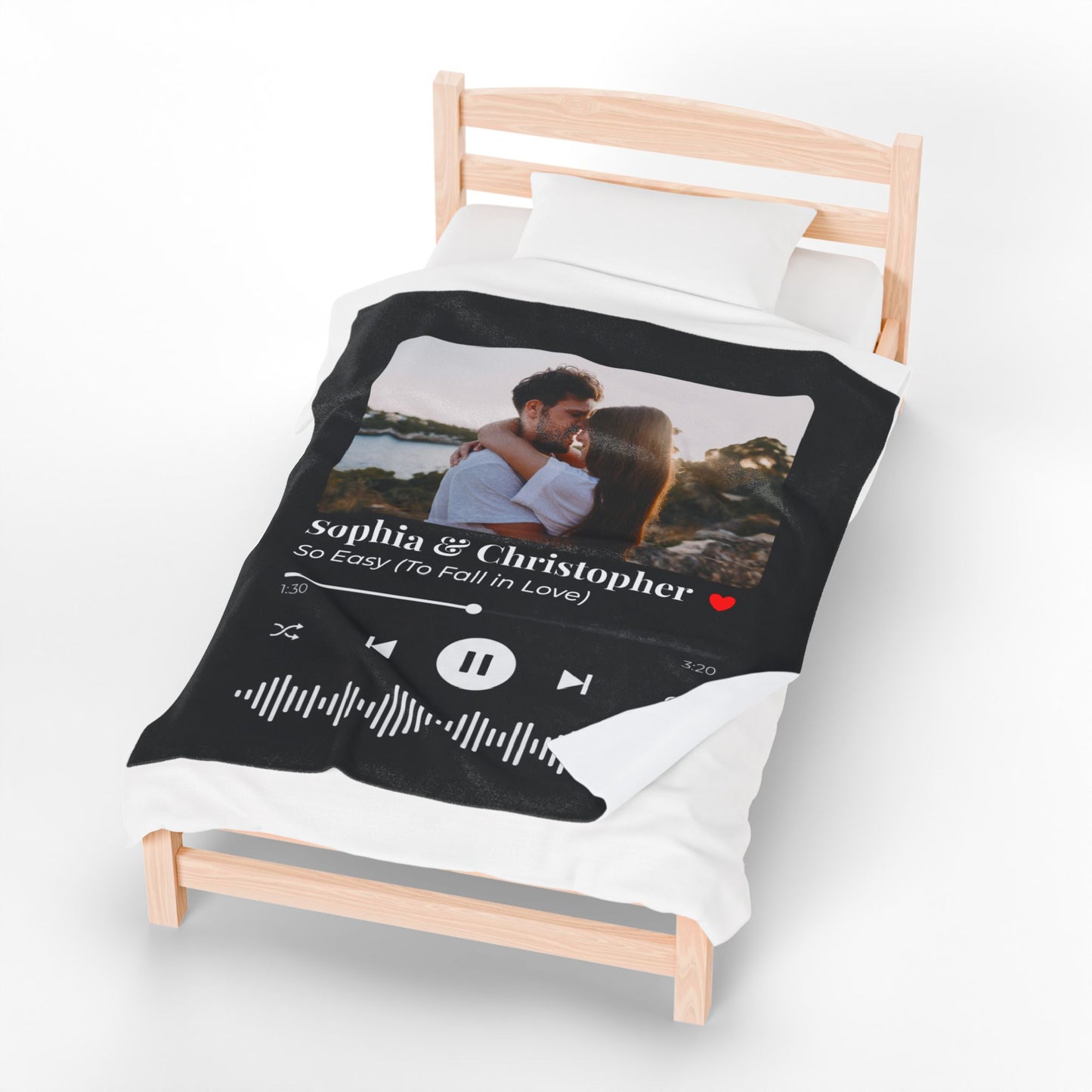 Personalized Music Song Blanket for Couples - Custom Velveteen Plush Throw