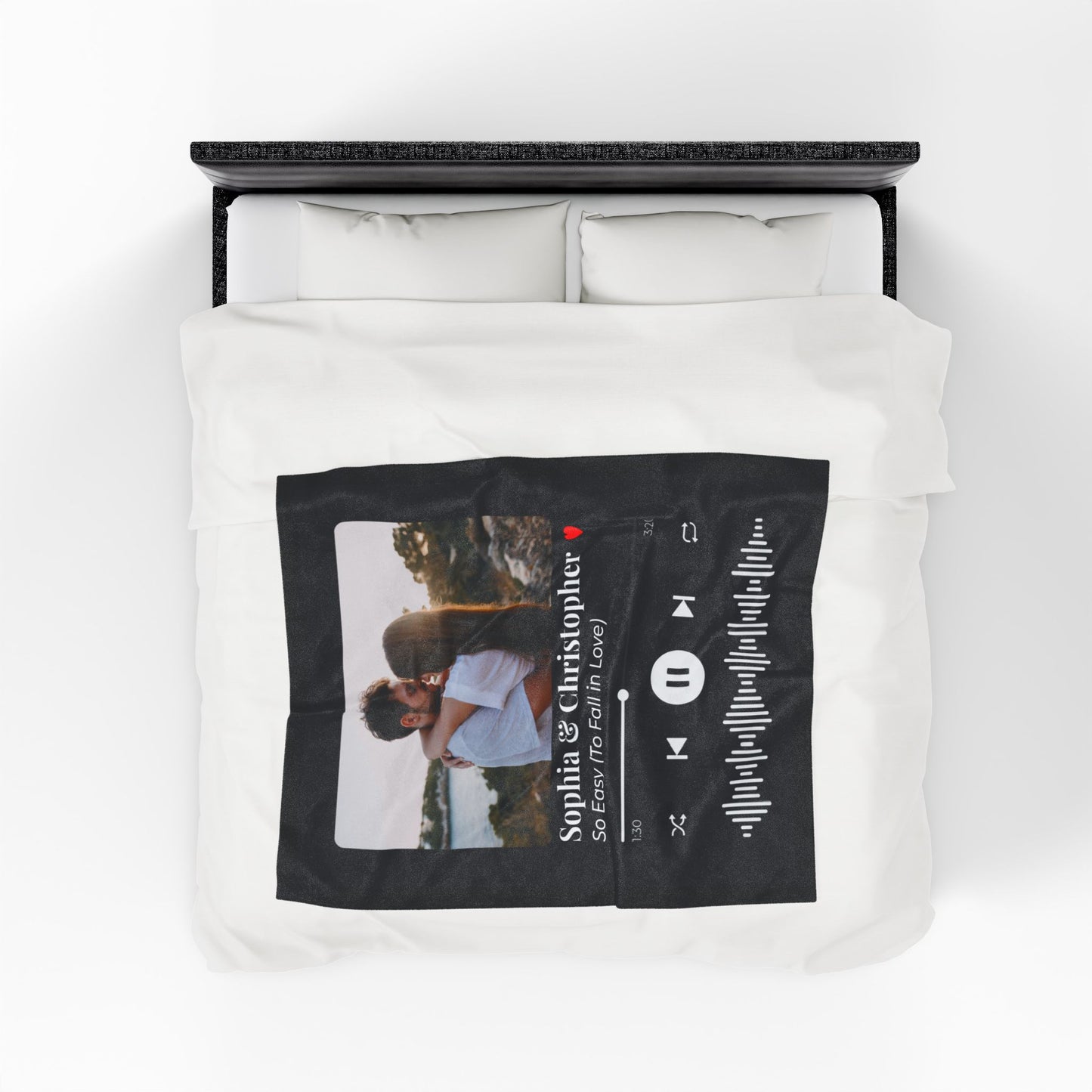 Personalized Music Song Blanket for Couples - Custom Velveteen Plush Throw